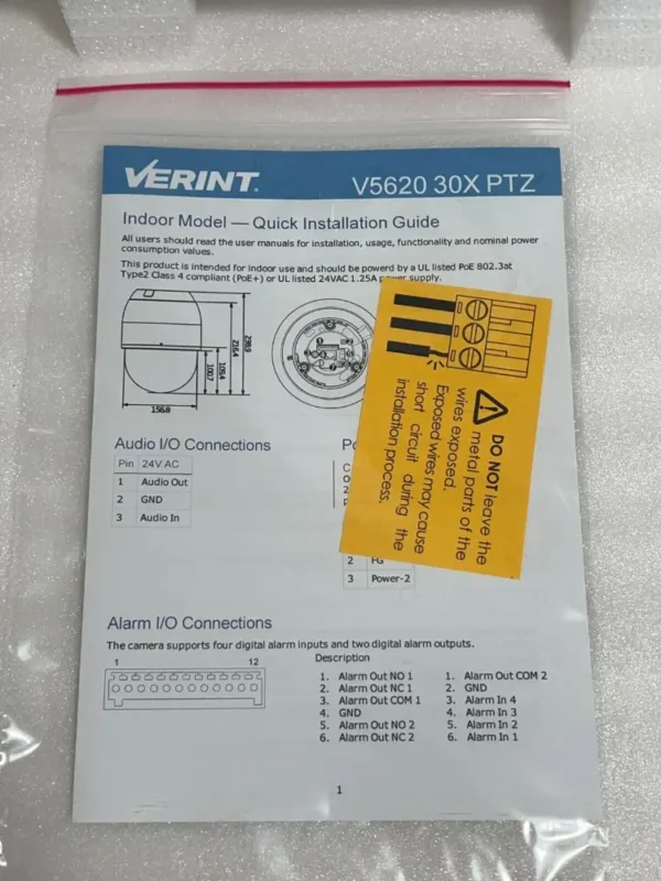 VERINT SECURITY IP CAMERA PTZ - V5620PTZ-30DW-C - 1080p - 360° - P/N:70-300-6403 - Image 5