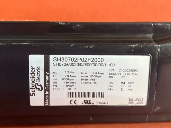 ELAU SCHNEIDER ELECTRIC SERVO MOTOR SH30702P02F2000 + GEAR MOTOR PLPE 90 - Image 3