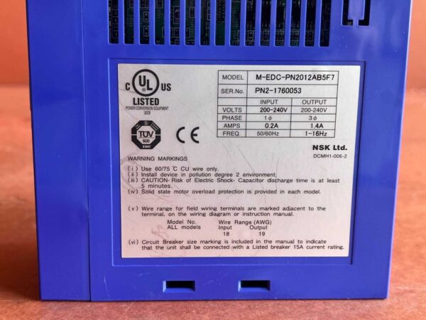 EDC NSK AC200V DRIVE M-EDC-PN2012AB5F7 200-240V - Image 6