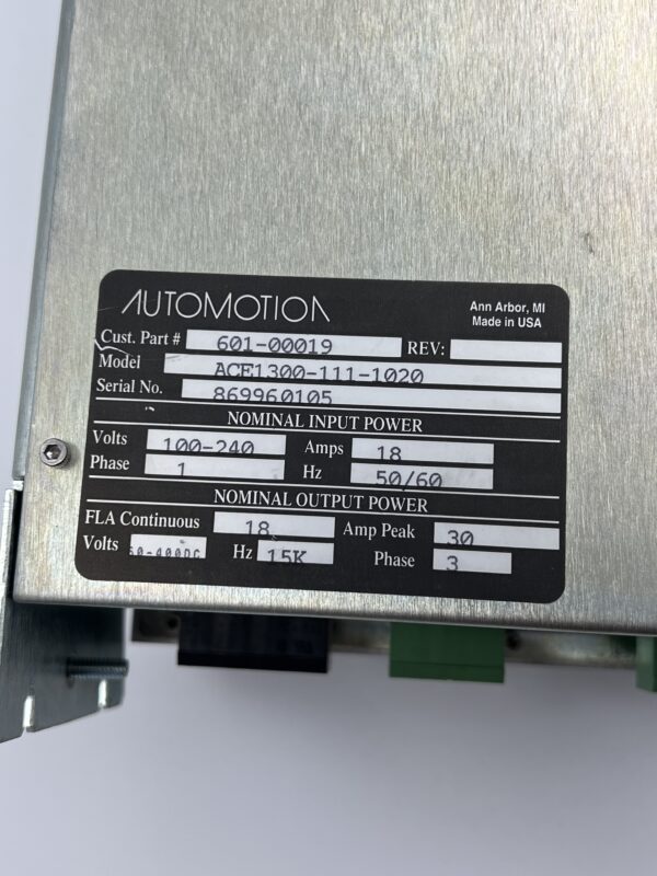 Electrocraft 601-00019 ACE1300-111-1020 AUTOMATION CONTROLS Servo Drive - Image 7