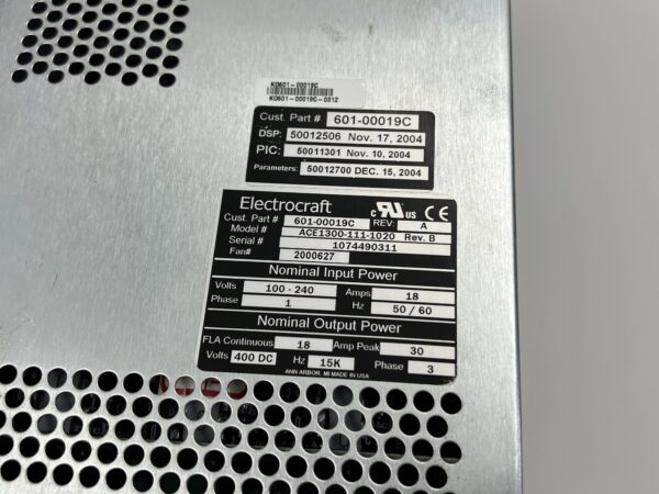 Electrocraft 601-00019C ACE1300-111-1020 AUTOMATION CONTROLS SERVO DRIVE - Image 5