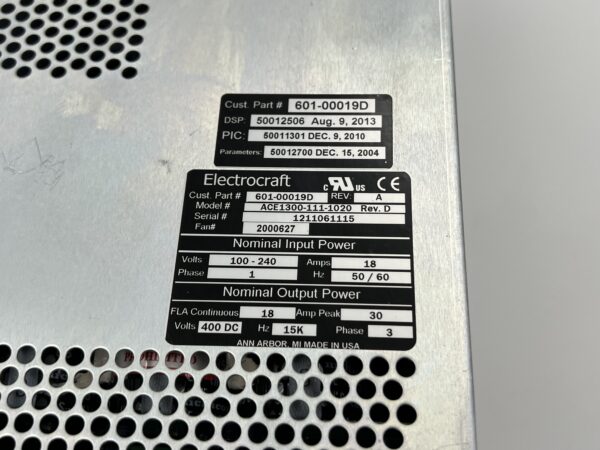 Electrocraft 601-00019D ACE1300-111-1020 AUTOMATION CONTROLS SERVO DRIVE (Copy) - Image 2