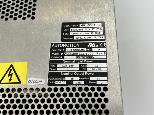 Electrocraft 601-00019C ACE1300-111-1020 AUTOMATION CONTROLS SERVO DRIVE - Image 2