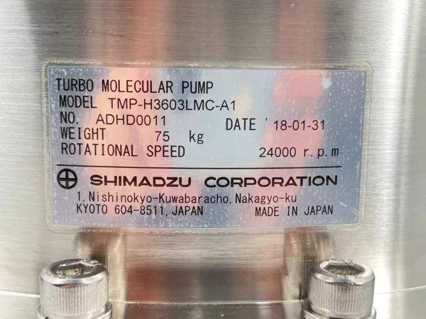 SHIMADZU TMP -H3603LMC-A1 TURBO MOLECULAR PUMP / Applied Materials PUMP AMAT - Image 5
